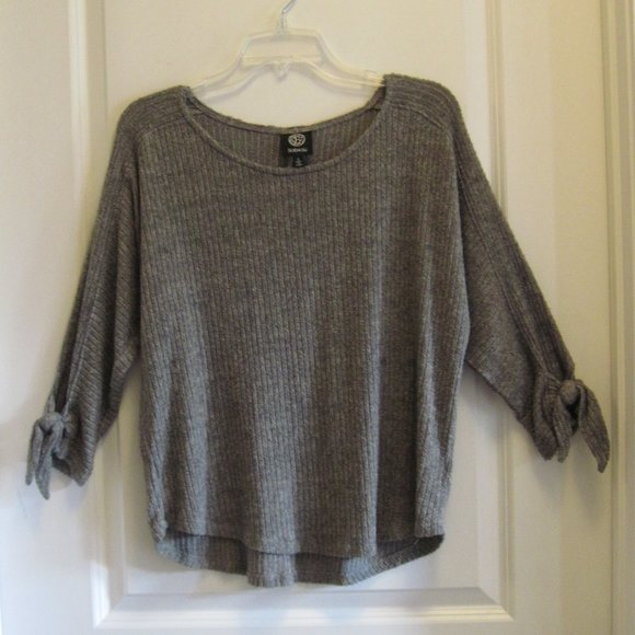 Bobeau Taupe 3/4 Tied Sleeve Deep Knit Cozy Top, Size Small - Picture 2 of 6